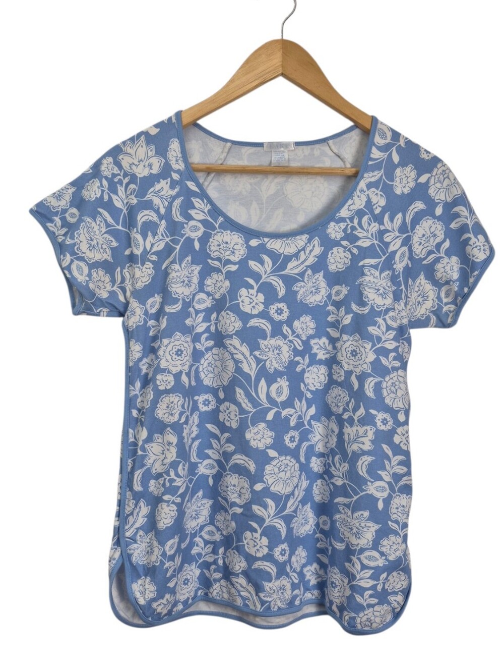 Lake Pima Cotton Pajama Top Baltic Bouquet Blue White Floral M Coastal Cottage
